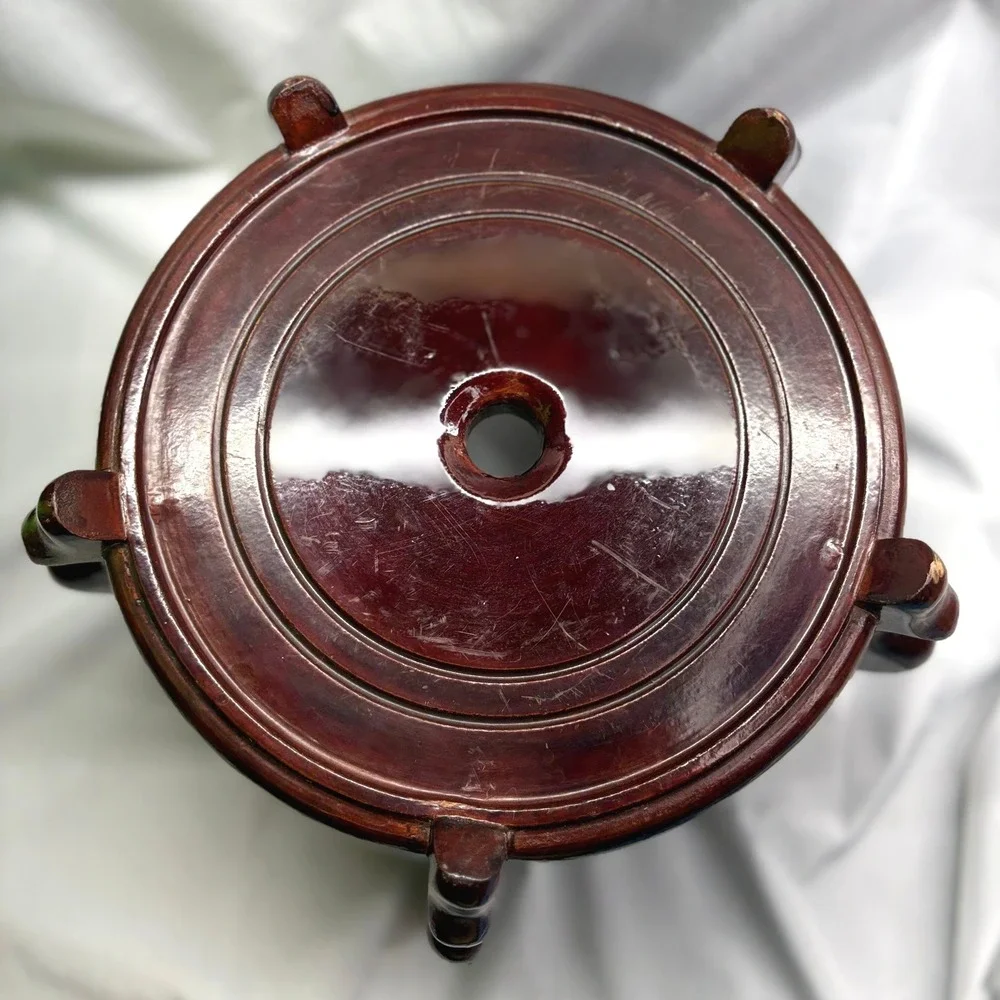 Rosewood Vase Stand Unisex Medium Dark Brown Good Carved 5-Leg Pedestal